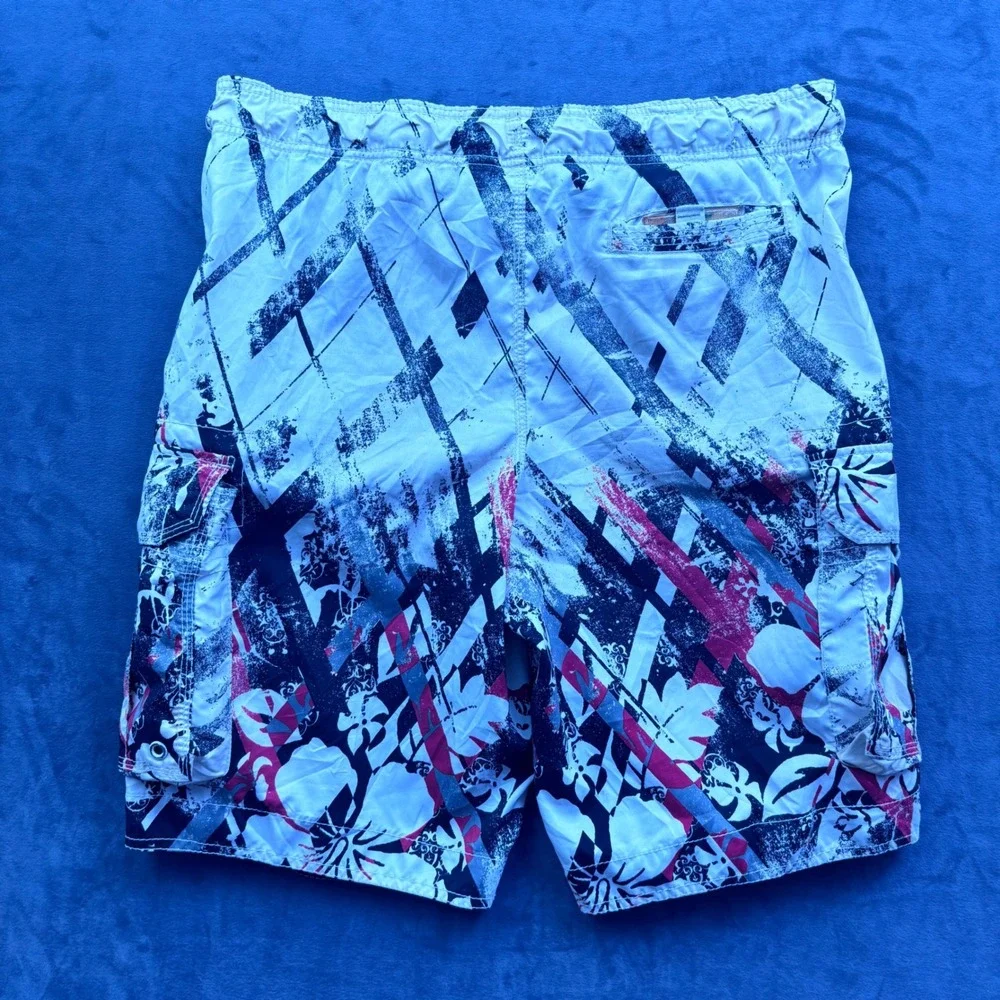 Arizona Jean Co Mens Board Shorts Pink Black White Floral Cargo Swim Trunks 34